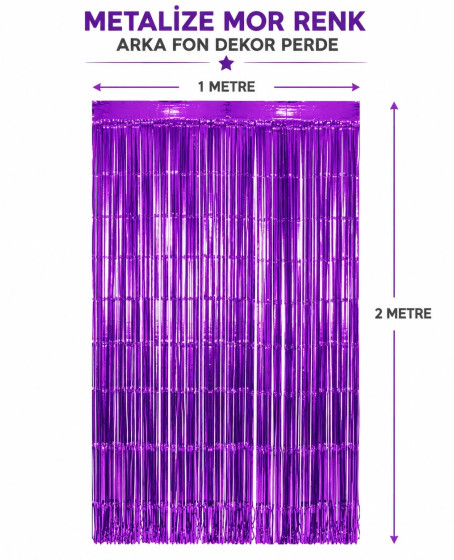 Mor Metalize Parti Perdesi 100x200 cm – Kapı ve Arka Fon Perdesi