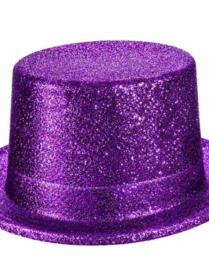 Mor Simli Glitter Silindir Parti Şapkası Mor Simli Glitter Silindir Parti Şapkası