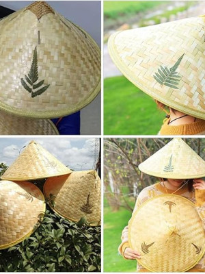 Naturel Renk Cambodia Kamboçyalı Vietnam Şapkası PVC Hasır Naturel Renk Cambodia Kamboçyalı Vietnam Şapkası PVC Hasır
