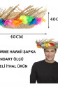 Naturel Renk Püsküllü Örme Hasır Hawaii Luau Aloha Şapka 13x36 cm