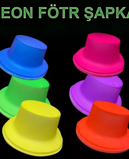 Neon Partisi Pembe Renk Plastik Fötr Şapka