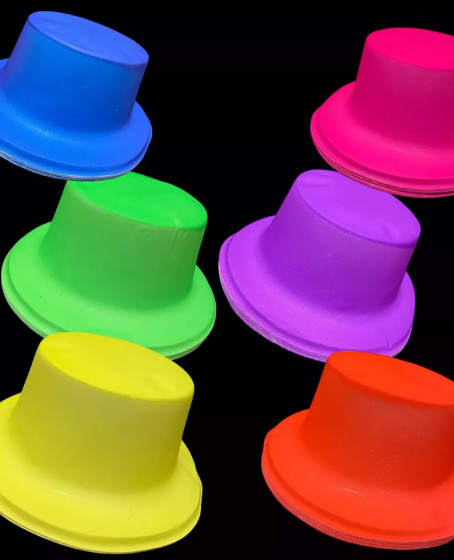 Neon Partisi Pembe Renk Plastik Fötr Şapka