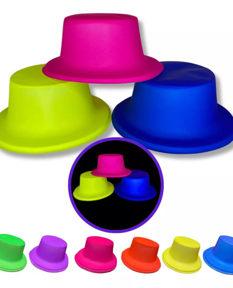 Neon Partisi Turuncu Renk Plastik Fötr Şapka Neon Partisi Turuncu Renk Plastik Fötr Şapka