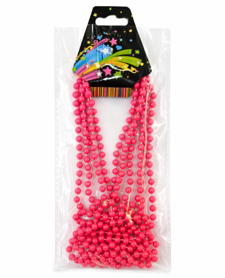 Neon Pembe Boncuk Kolye 80 cm – Retro 80’ler 90’lar Parti Aksesuarı