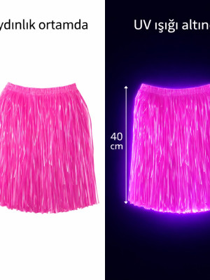 Neon Pembe Hawaii Parti Eteği 40 cm