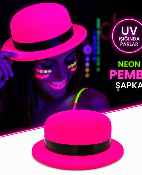Neon Pembe UV Parti Şapkası Plastik Neon Pembe UV Parti Şapkası Plastik