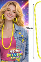 Neon Sarı Boncuk Kolye 80 cm – Retro 80’ler 90’lar Parti Aksesuarı