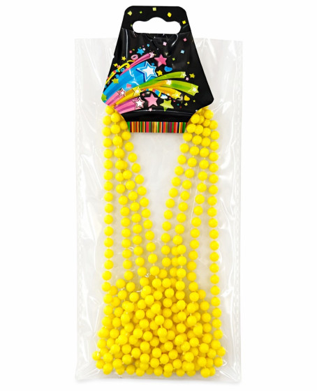 Neon Sarı Boncuk Kolye 80 cm – Retro 80’ler 90’lar Parti Aksesuarı