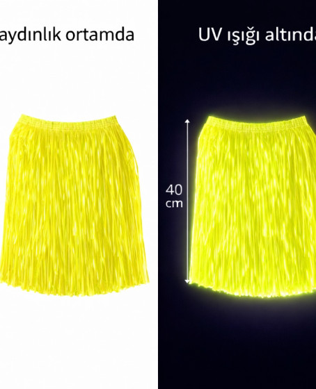 Neon Sarı Hawaii Parti Eteği 40 cm Neon Sarı Hawaii Parti Eteği 40 cm