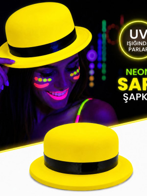 Neon Sarı UV Parti Şapkası Plastik Neon Sarı UV Parti Şapkası Plastik
