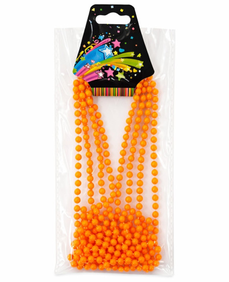 Neon Turuncu Boncuk Kolye 80 cm – Retro 80’ler 90’lar Parti Aksesuarı