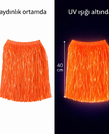 Neon Turuncu Hawaii Parti Eteği 40 cm Neon Turuncu Hawaii Parti Eteği 40 cm