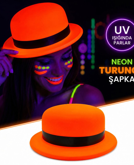 Neon Turuncu UV Parti Şapkası Plastik Neon Turuncu UV Parti Şapkası Plastik