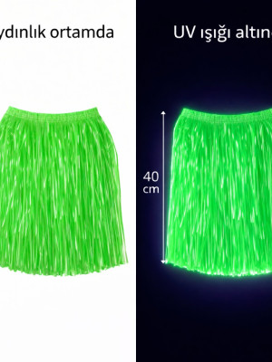 Neon Yeşil Hawaii Parti Eteği 40 cm