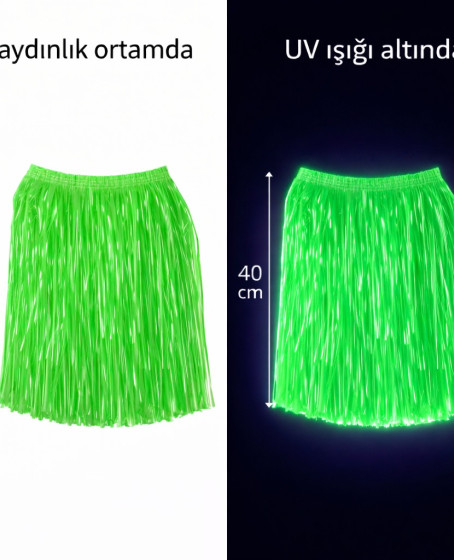 Neon Yeşil Hawaii Parti Eteği 40 cm Neon Yeşil Hawaii Parti Eteği 40 cm