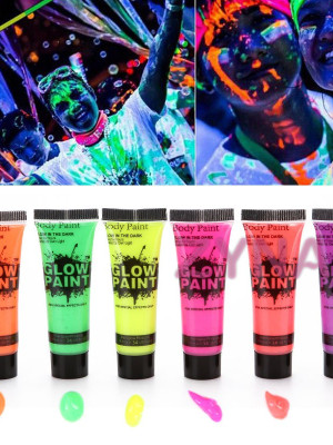 Neonlu Glow Parti Yüz Boyası 6 Renk 6 Adet