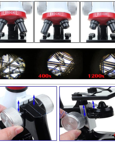 Eğitici Mikroskop Kiti Zoom Led Işıklı 100X 400X 1200X St1200X Eğitici Mikroskop Kiti Zoom Led Işıklı 100X 400X 1200X St1200X