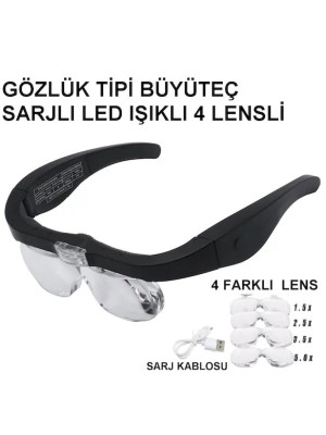 Şarjlı Gözlük Büyüteç 4 Farklı Lens -11537Dc
