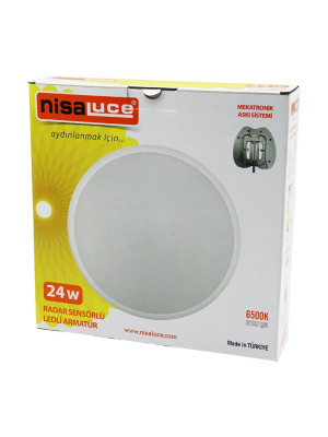 NİSALUCE EAMP-106/B 24W RADAR SENSÖRLÜ LEDLİ ARMATÜR BEYAZ ÇERÇEVE MEKATRONİK ASKI SİSTEMİ 6500K - 2160Lm