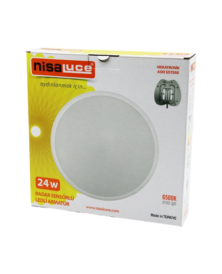 NİSALUCE EAMP-106/B 24W RADAR SENSÖRLÜ LEDLİ ARMATÜR BEYAZ ÇERÇEVE MEKATRONİK ASKI SİSTEMİ 6500K - 2160Lm NİSALUCE EAMP-106/B 24W RADAR SENSÖRLÜ LEDLİ ARMATÜR BEYAZ ÇERÇEVE MEKATRONİK ASKI SİSTEMİ 6500K - 2160Lm