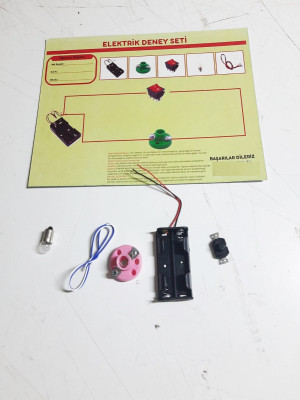 Okul Deney Seti - Elektrik Seti Ampul - Pil Yatağı - Duy -Düğme Seti