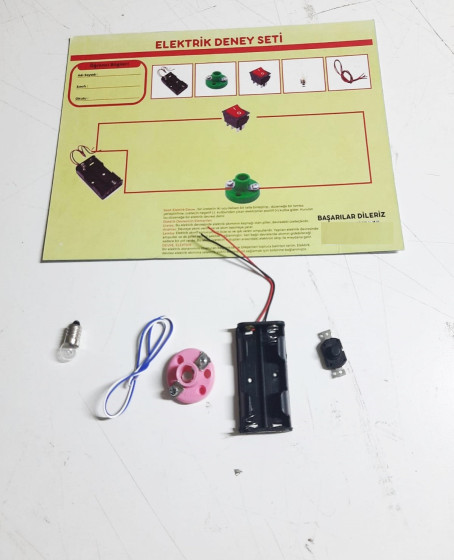 Okul Deney Seti - Elektrik Seti Ampul - Pil Yatağı - Duy -Düğme Seti