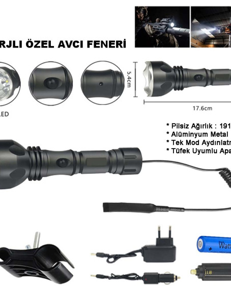 600 Lümen Tx6 Şarjlı Özel Avcı Feneri Wt-253 600 Lümen Tx6 Şarjlı Özel Avcı Feneri Wt-253