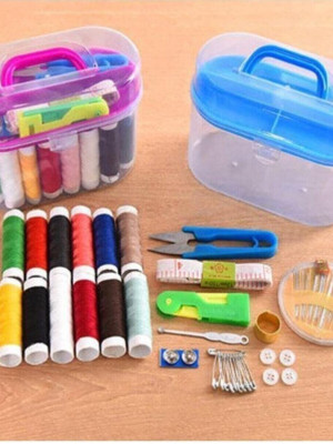 Özel Kutulu 40 Parça Mini Dikiş Seti Iğne Iplik Balıkçı Makas Mezura Yüzük