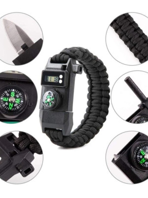 Paracord Dijital Saat Düdük Hayatta Kalma Kamp Bilekliği