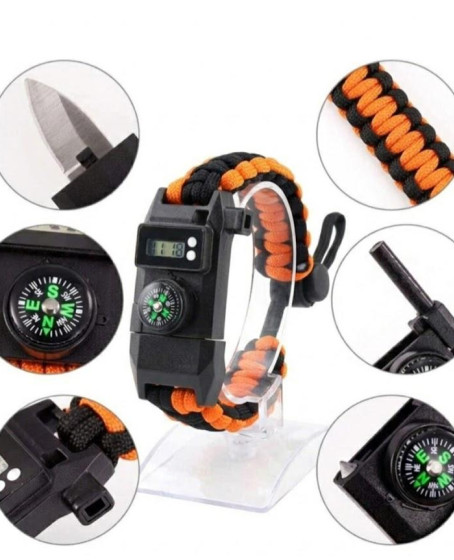 Paracord Dijital Saat Düdük Hayatta Kalma Turuncu Kamp Bilekliği Paracord Dijital Saat Düdük Hayatta Kalma Turuncu Kamp Bilekliği