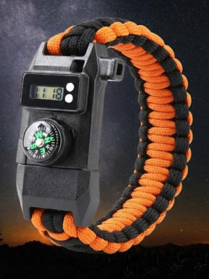 Paracord Dijital Saat Düdük Hayatta Kalma Turuncu Kamp Bilekliği Paracord Dijital Saat Düdük Hayatta Kalma Turuncu Kamp Bilekliği