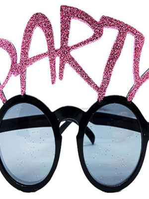 Party Yazılı Simli Pembe Renk Parti Gözlüğü 15x7 cm
