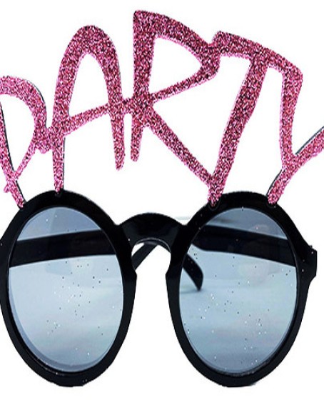 Party Yazılı Simli Pembe Renk Parti Gözlüğü 15x7 cm