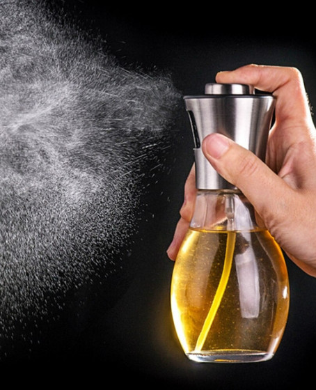 Paslanmaz Çelik Başlıklı Cam Spray Yağdanlık Paslanmaz Çelik Başlıklı Cam Spray Yağdanlık
