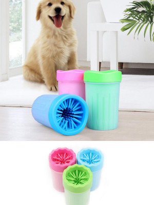 Pati Ayak Yıkama Kovası Silikon Jel Fırçalı Kedi Köpek  (Küçük)