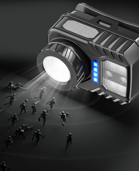 PeakStar PS-571 Sensör XPG COB LED USB Şarj Edilebilir Lityum Pilli Zoomlu Kafa Lambası