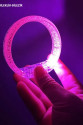 Pembe Led Işıklı Baskı Yapılabilen Pilli Bileklik Bilezik 1,5 cm Genişlik