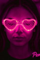 Pembe LED Işıklı Kalp Gözlük – 3 Modlu Parti & Glow Gözlüğü