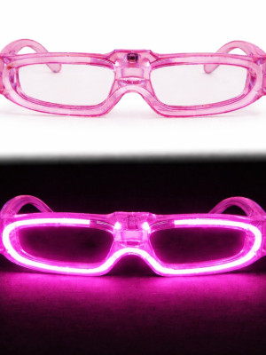 Pembe LED Işıklı Parti Gözlüğü 3 Modlu – Glow & Gece Eğlence Gözlüğü