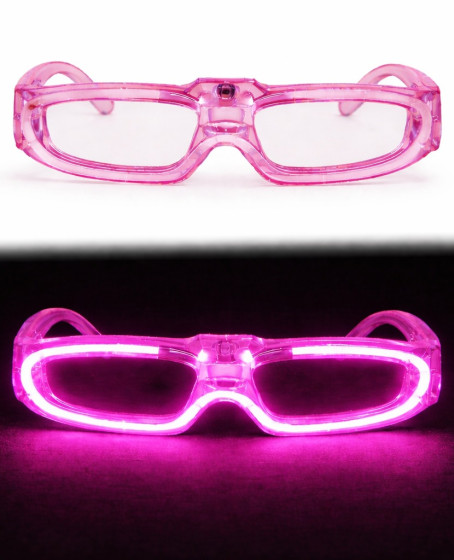 Pembe LED Işıklı Parti Gözlüğü 3 Modlu – Glow & Gece Eğlence Gözlüğü