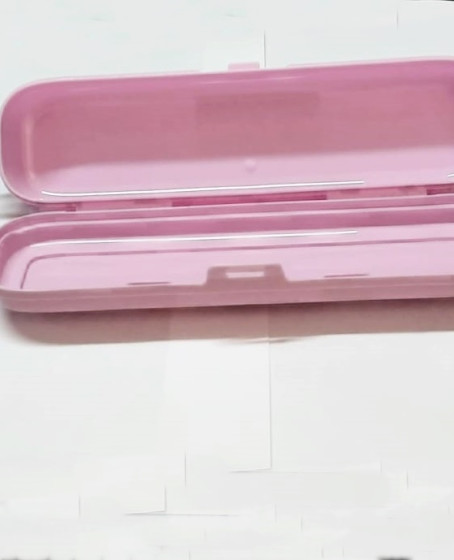 Pembe Multi Renkli Kapaklı Kalemlik Kutusu -Çanta İçi Saklama - Diş Fırçası - Makyaj Fırçası Kutu