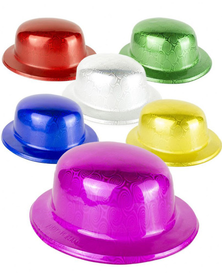 Pembe Renk Hologramlı Plastik Yuvarlak Melon 27x24 cm