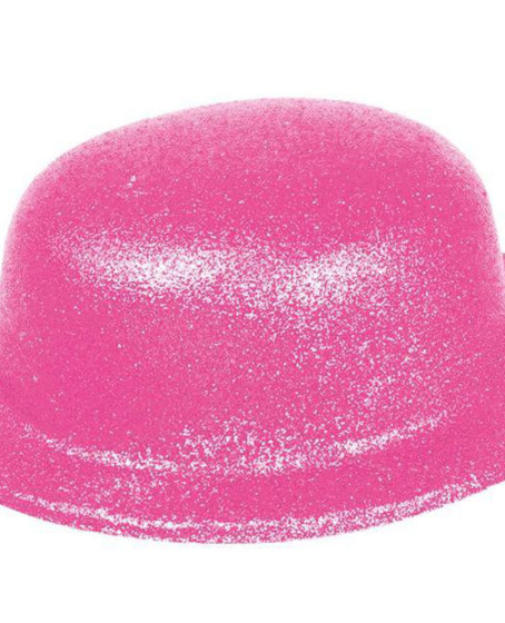 Pembe Renk Simli Melon Yuvarlak Parti Şapkası 24x26 cm