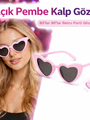 Pembe Retro Kalp Gözlük – 80’ler 90’lar Stil Parti Gözlüğü