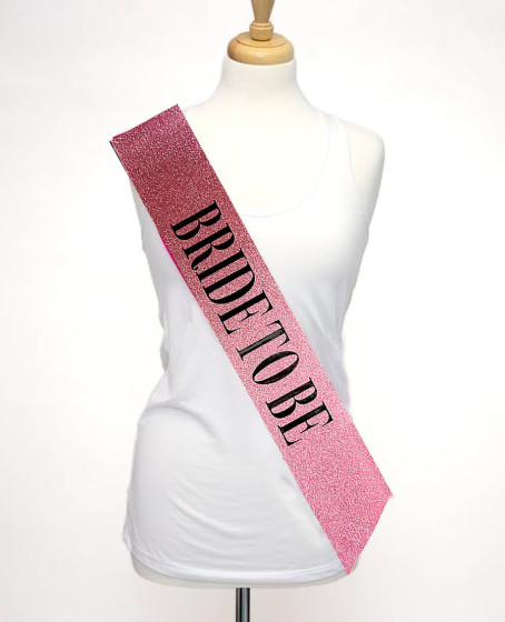 Pembe Üzeri Siyah Büyük Bride To Be Yazılı Simli Işıltılı Kuşak Kemer 10 cm Genişlik