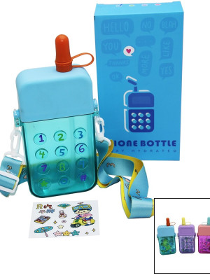 MATARA TELEFON MODELİ RENKLİ MİKA KRİSTAL SULUK MATARA PİPETLİ VİDALI KAPAK ASKILI 300ML