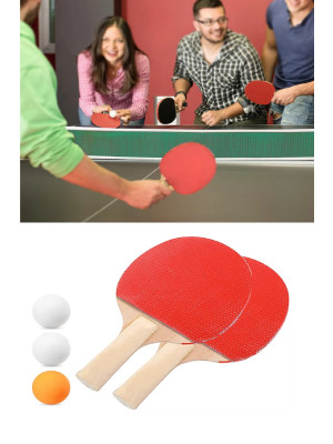 Ping Pong Masa Tenisi Seti Tenis Raketi Seti 2 Raket + 3 Ping Pong Topu  Spor Aksesuarları
