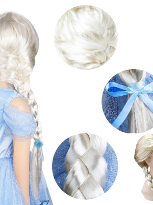 Platin Altın Dore Renk Karlar Ülkesi Elsa Frozen Peruğu Çocuk Boy Platin Altın Dore Renk Karlar Ülkesi Elsa Frozen Peruğu Çocuk Boy