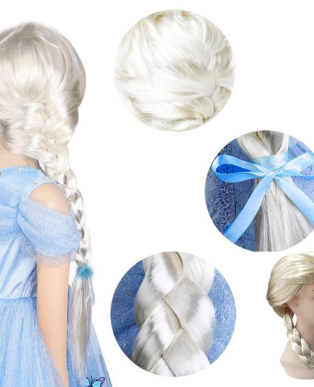 Platin Altın Dore Renk Karlar Ülkesi Elsa Frozen Peruğu Çocuk Boy Platin Altın Dore Renk Karlar Ülkesi Elsa Frozen Peruğu Çocuk Boy