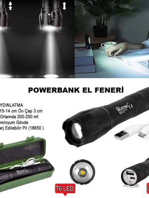 Powerbank Özellikli Uzun Menzilli EL Feneri Wt-039